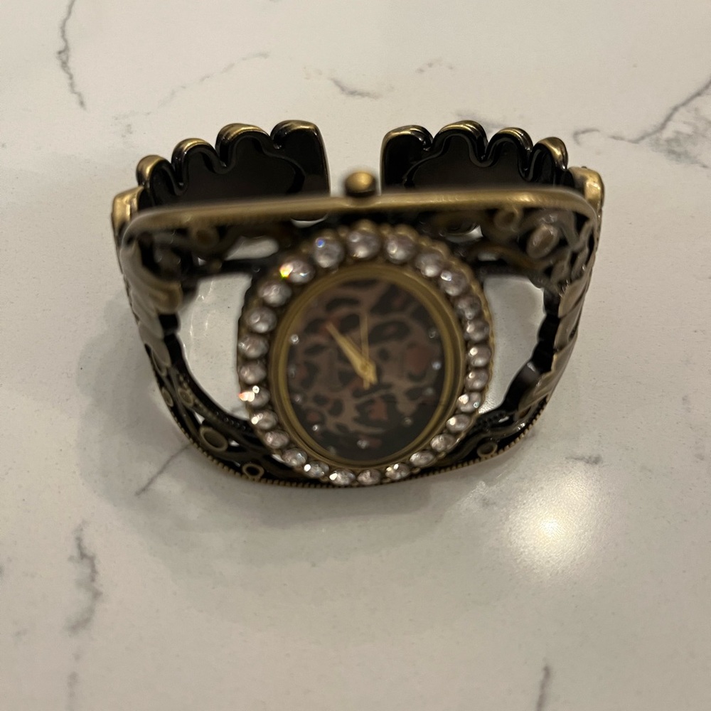 Leopard Print Watch with Rhinestones - Picture 2 of 5